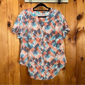Zac & Rachel Multicolor Geometric Blouse